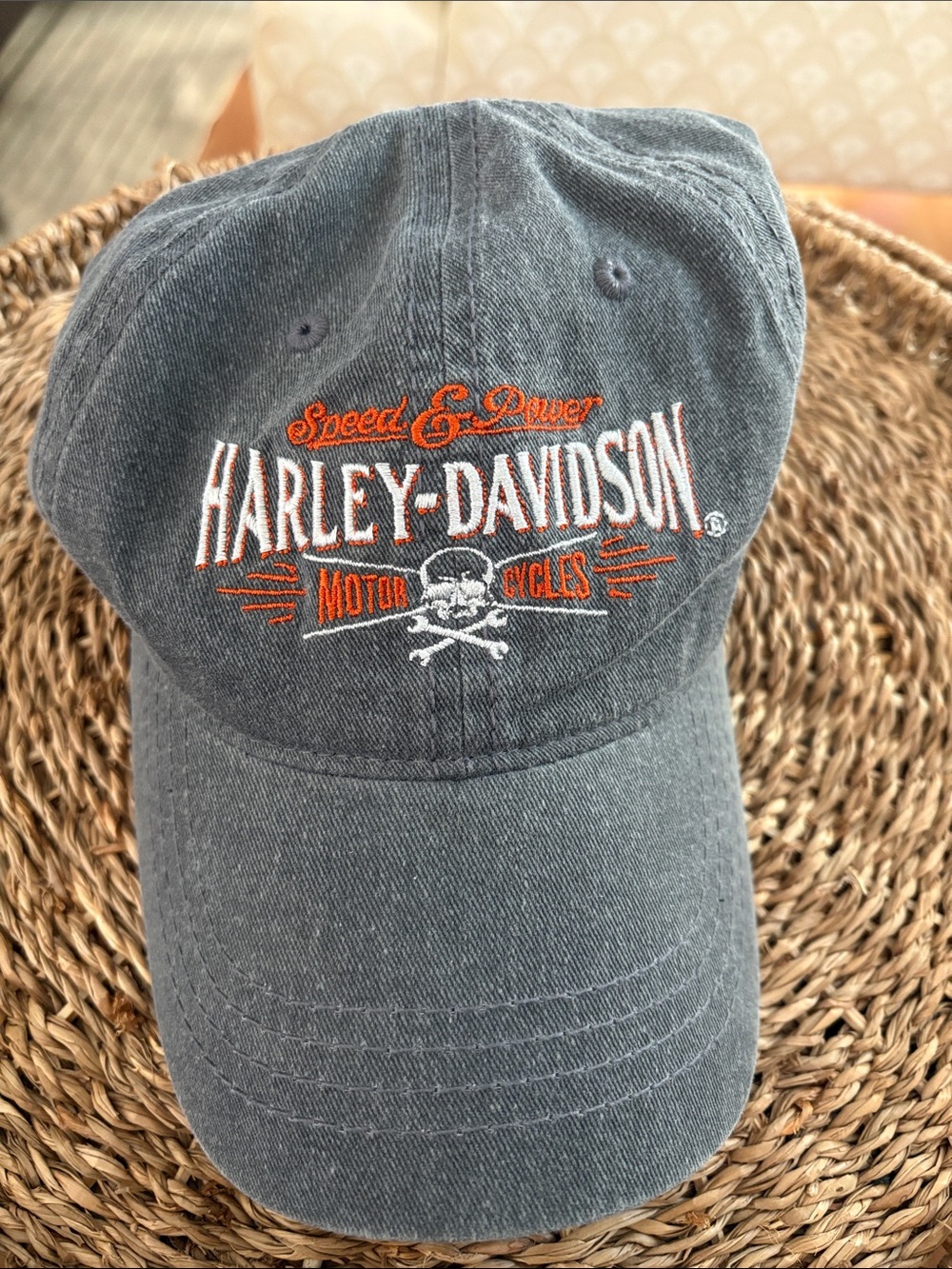 Harley-Davidson Charcoal Cap with Orange & White Embroidery